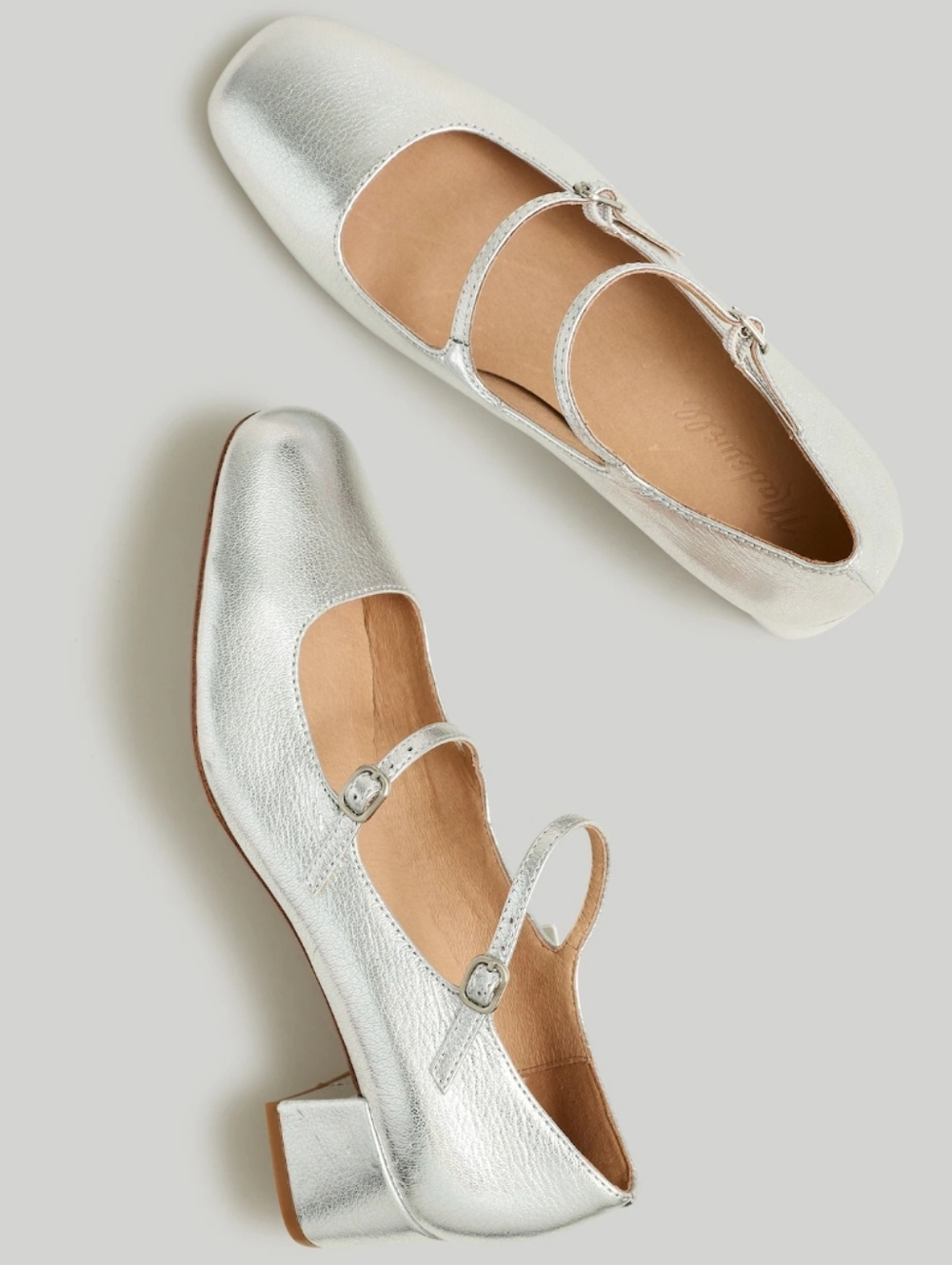 NIB Madewell Silver Nettie Mary Janes